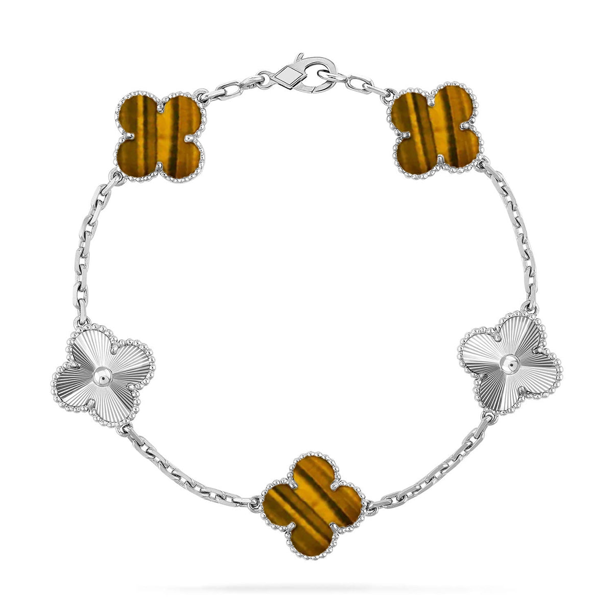 [Loco ]New  CLOVER 5 MOTIFS TIGER EYE BRACELET COLLECTION