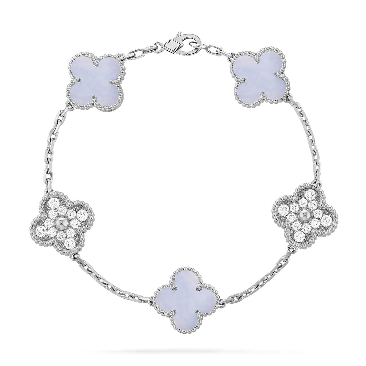 [Loco ]New  CLOVER 5 MOTIF PURPLE CHALCEDONY BRACELET COLLECTION