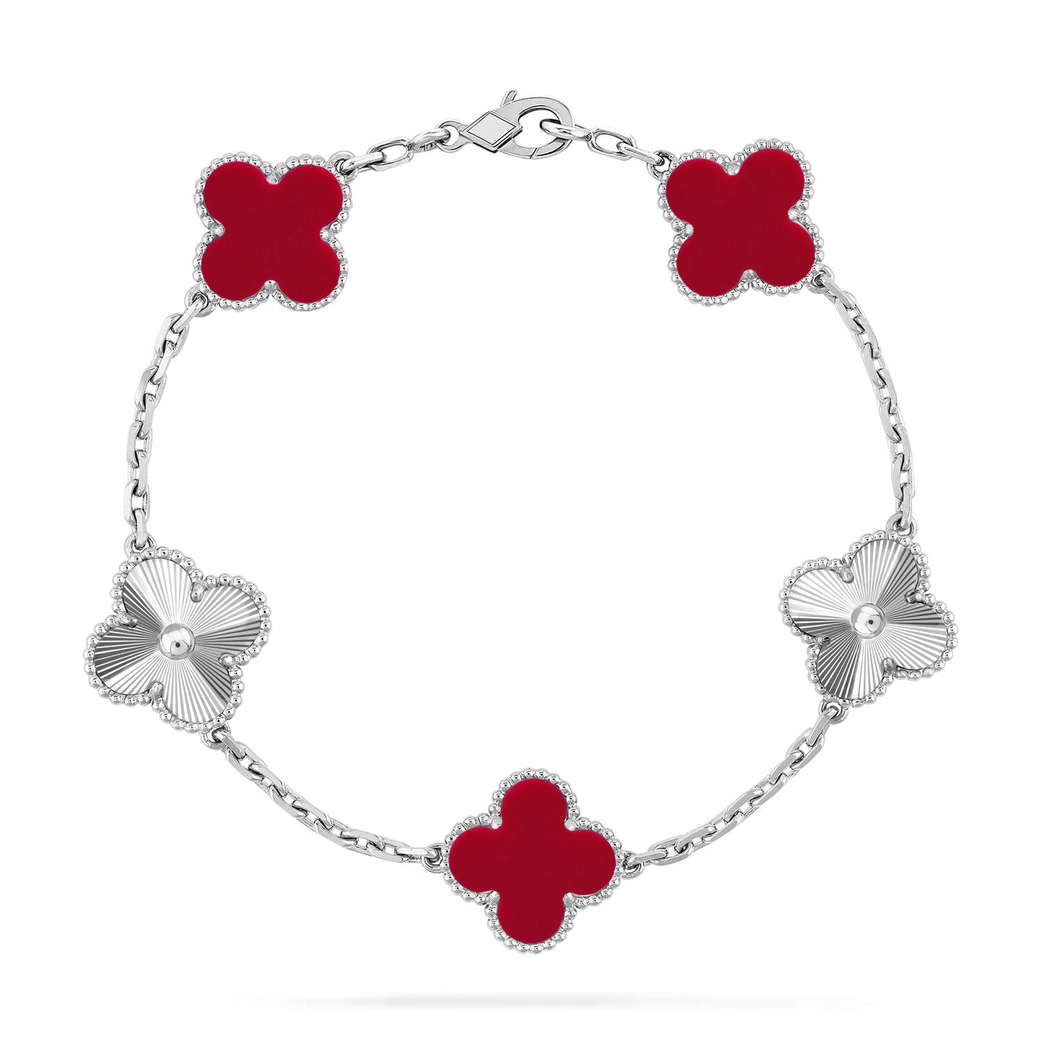 [Loco ]New  CLOVER 5 MOTIF RED CORNELIAN BRACELET COLLECTION