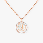 [Loco jewelrys]LUCKY MOVE 1 DIAMOND WHITE MOTHER OF PEARL PINK GOLD DIAMOND NECKLACE