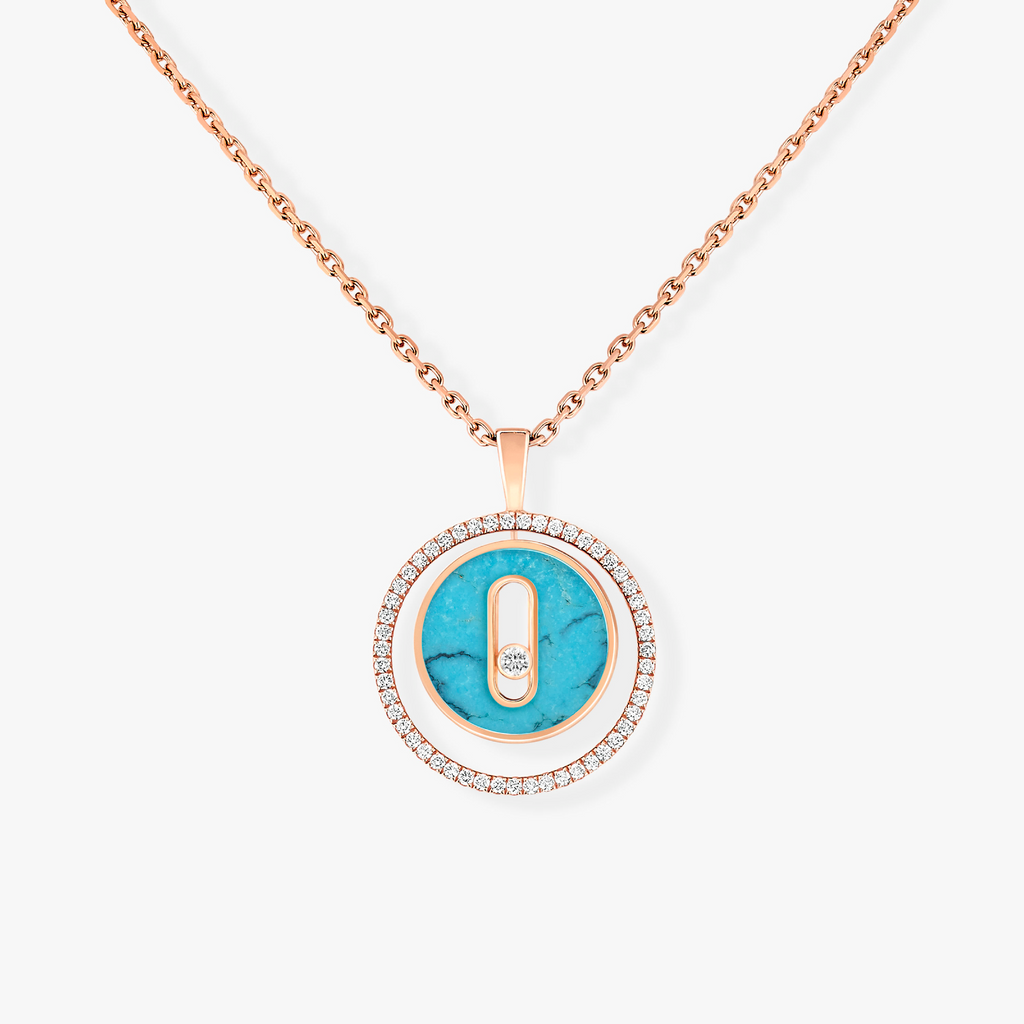 [Loco jewelrys]LUCKY MOVE 1 DIAMOND TURQUOISE PINK GOLD DIAMOND NECKLACE
