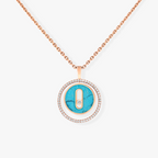 [Loco jewelrys]LUCKY MOVE 1 DIAMOND TURQUOISE PINK GOLD DIAMOND NECKLACE