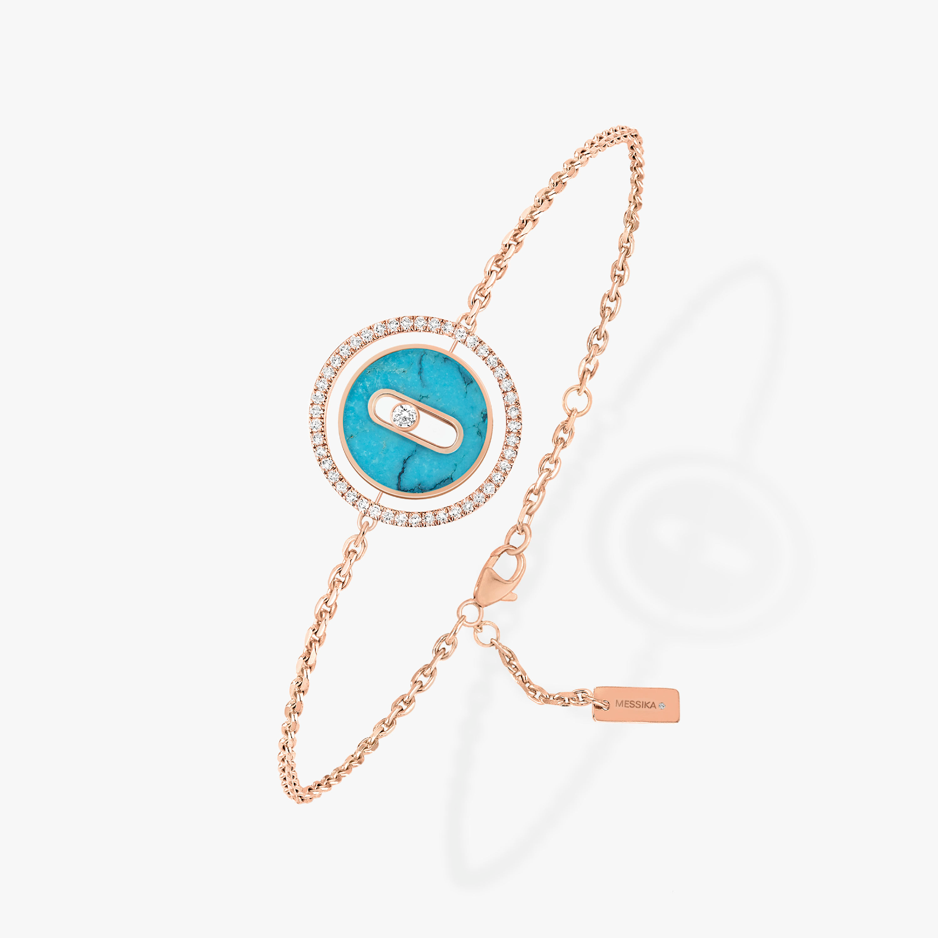 [Loco jewelrys]LUCKY MOVE TURQUOISE PINK GOLD DIAMOND BRACELET