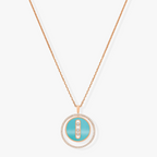 [Loco jewelrys]LUCKY MOVE 3 DIAMONDS TURQUOISE PINK GOLD DIAMOND NECKLACE
