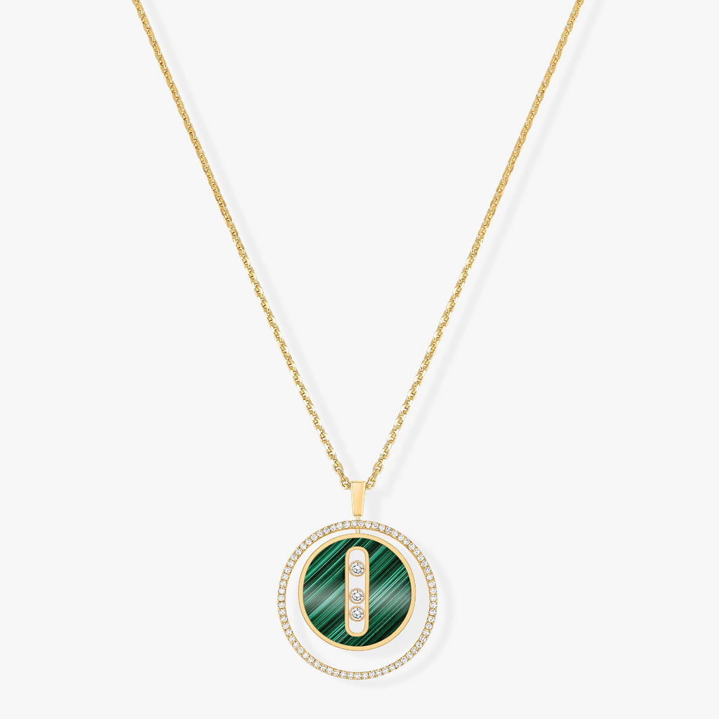 [Loco jewelrys]LUCKY MOVE 3 DIAMOND MALACHITE GOLD DIAMOND NECKLACE