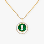 [Loco jewelrys]LUCKY MOVE 1 DIAMOND MALACHITE GOLD DIAMOND NECKLACE