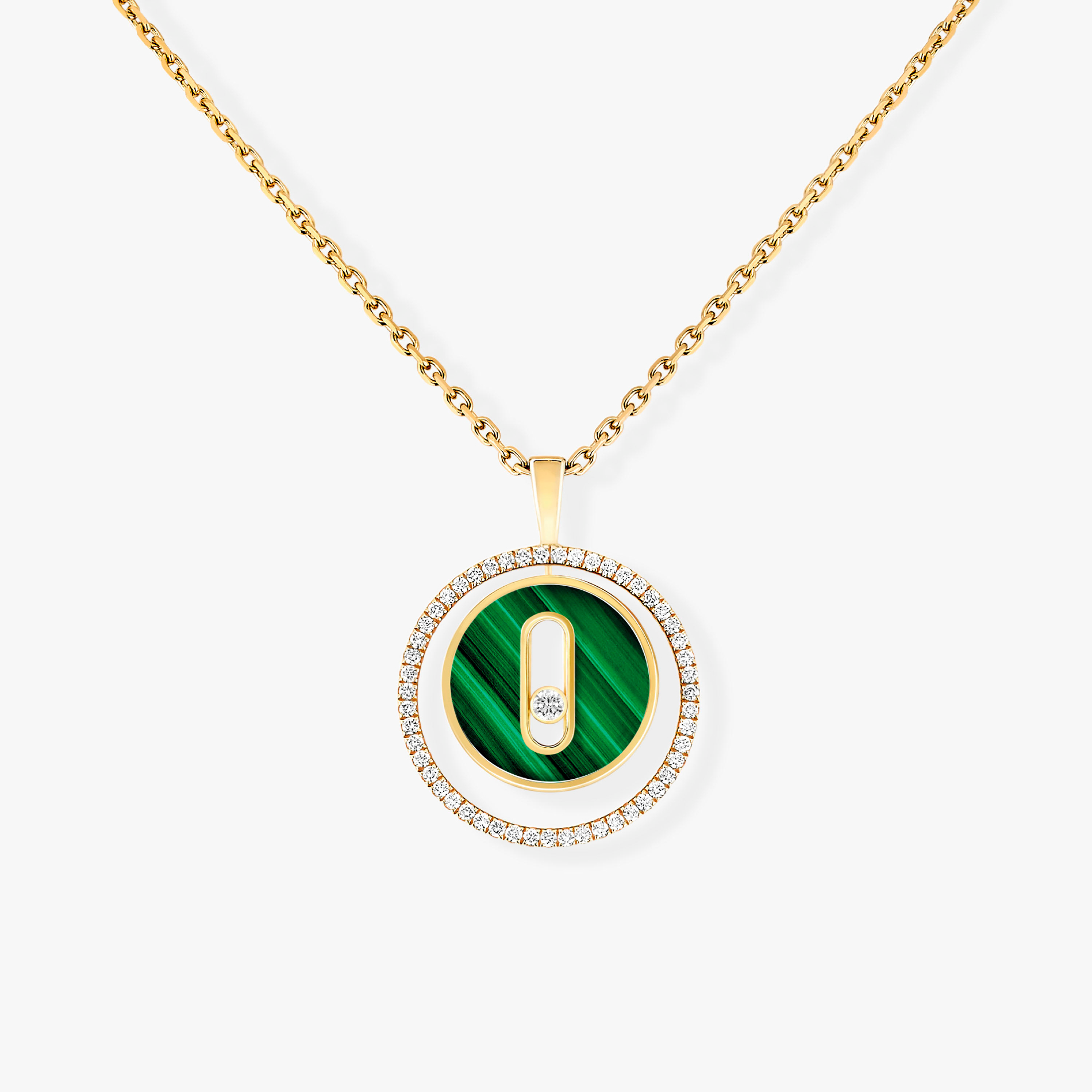 [Loco jewelrys]LUCKY MOVE 1 DIAMOND MALACHITE GOLD DIAMOND NECKLACE