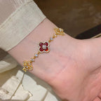 Loco CLOVER 5 MOTIF PINK BLUE RED WHITE BRACELET