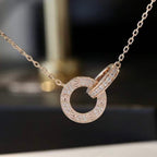 Loco LOVE 7.6MM NECKLACE ROSE GOLD AND SILVER  FULL DIAMOND