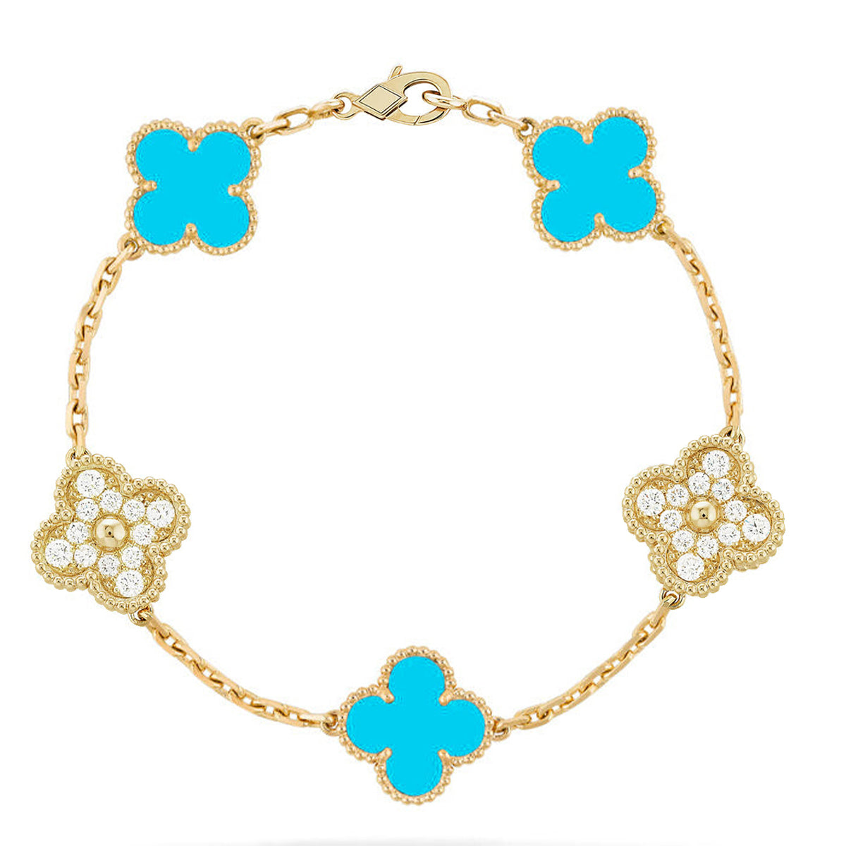[Loco ]New  CLOVER 5 MOTIF TURQUOISE BRACELET COLLECTION