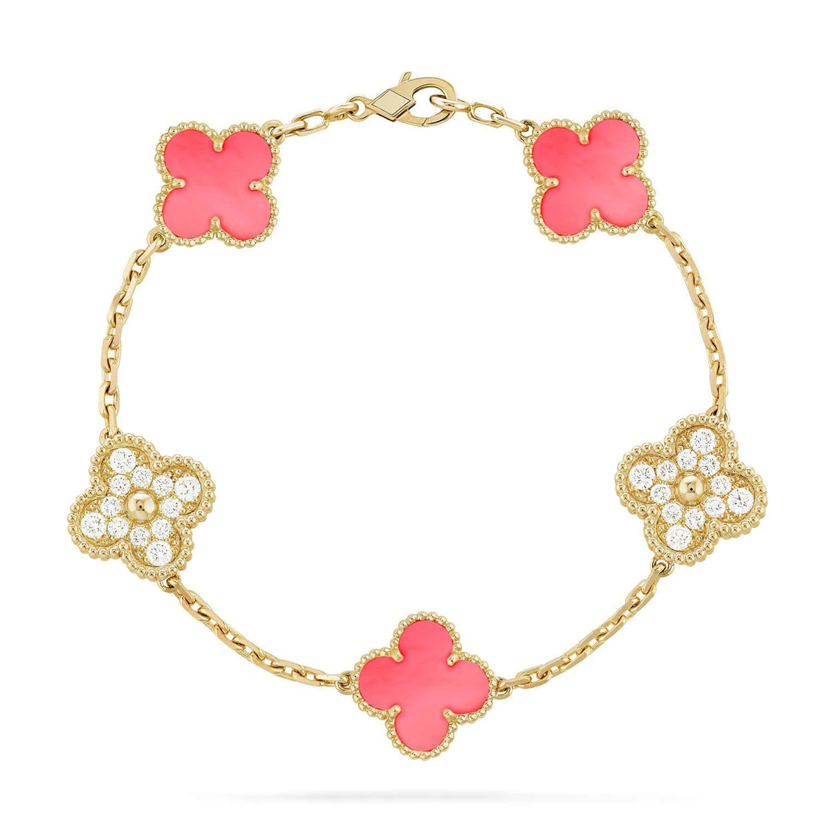 [Loco ]New  CLOVER 5 MOTIFS  PINK MOP BRACELET COLLECTION