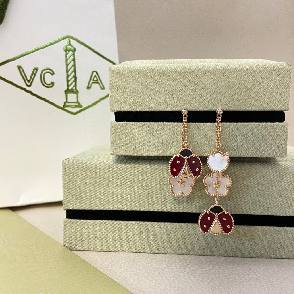 Loco LUCKY LADYBUG WHITE MOP EARRINGS