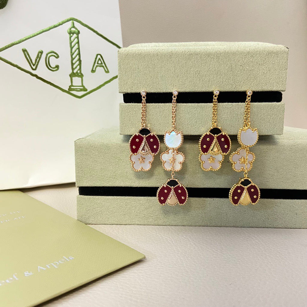 Loco LUCKY LADYBUG WHITE MOP EARRINGS