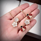 Loco LUCKY LADYBUG WHITE MOP EARRINGS