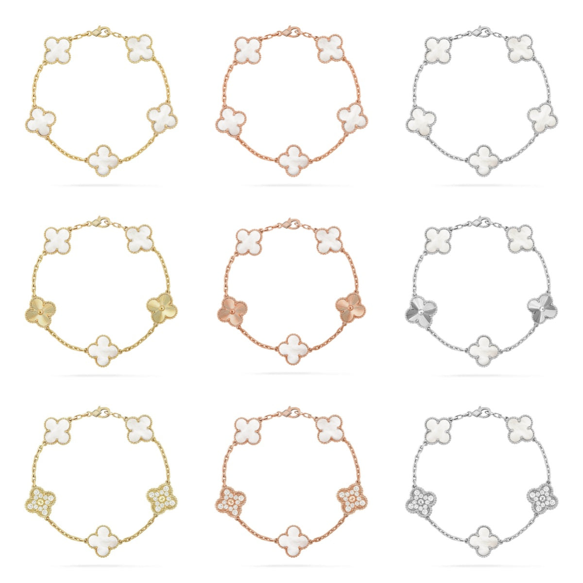 [Loco ]New CLOVER WHITE PEARL MOP 5 MOTIF BRACELET COLLECTION