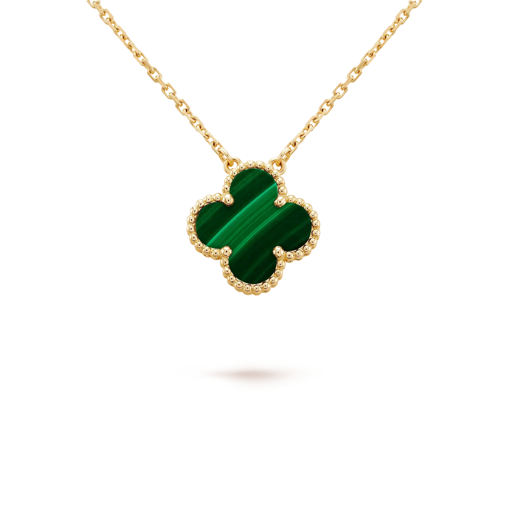 Loco CLOVER 15MM MALACHITE SINGLE FLOWER  NECKLACE
