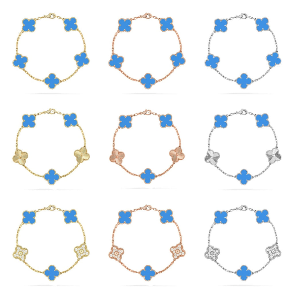 [Loco ]New CLOVER 5 MOTIF BLUE AGATE BRACELET COLLECTION