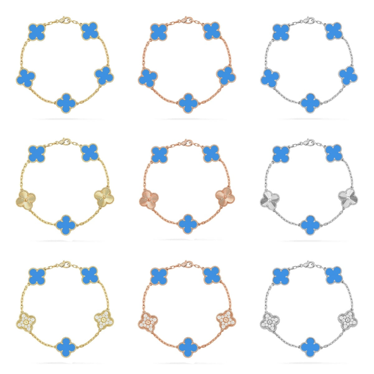 [Loco ]New CLOVER 5 MOTIF BLUE AGATE BRACELET COLLECTION