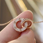Loco LOVE 7.6MM NECKLACE ROSE GOLD AND SILVER  FULL DIAMOND