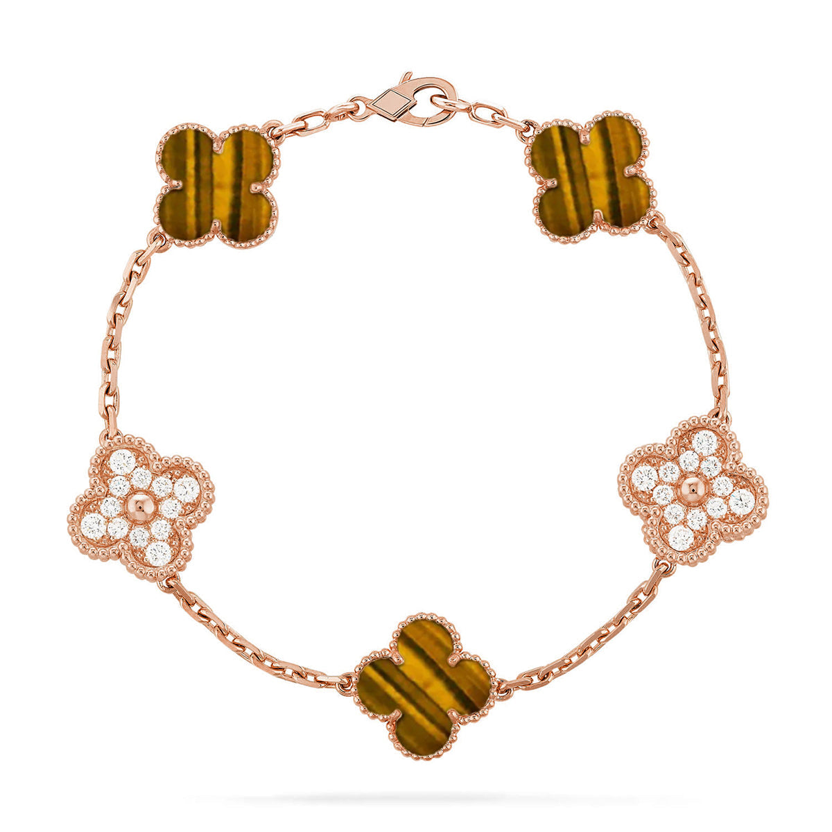 [Loco ]New  CLOVER 5 MOTIFS TIGER EYE BRACELET COLLECTION
