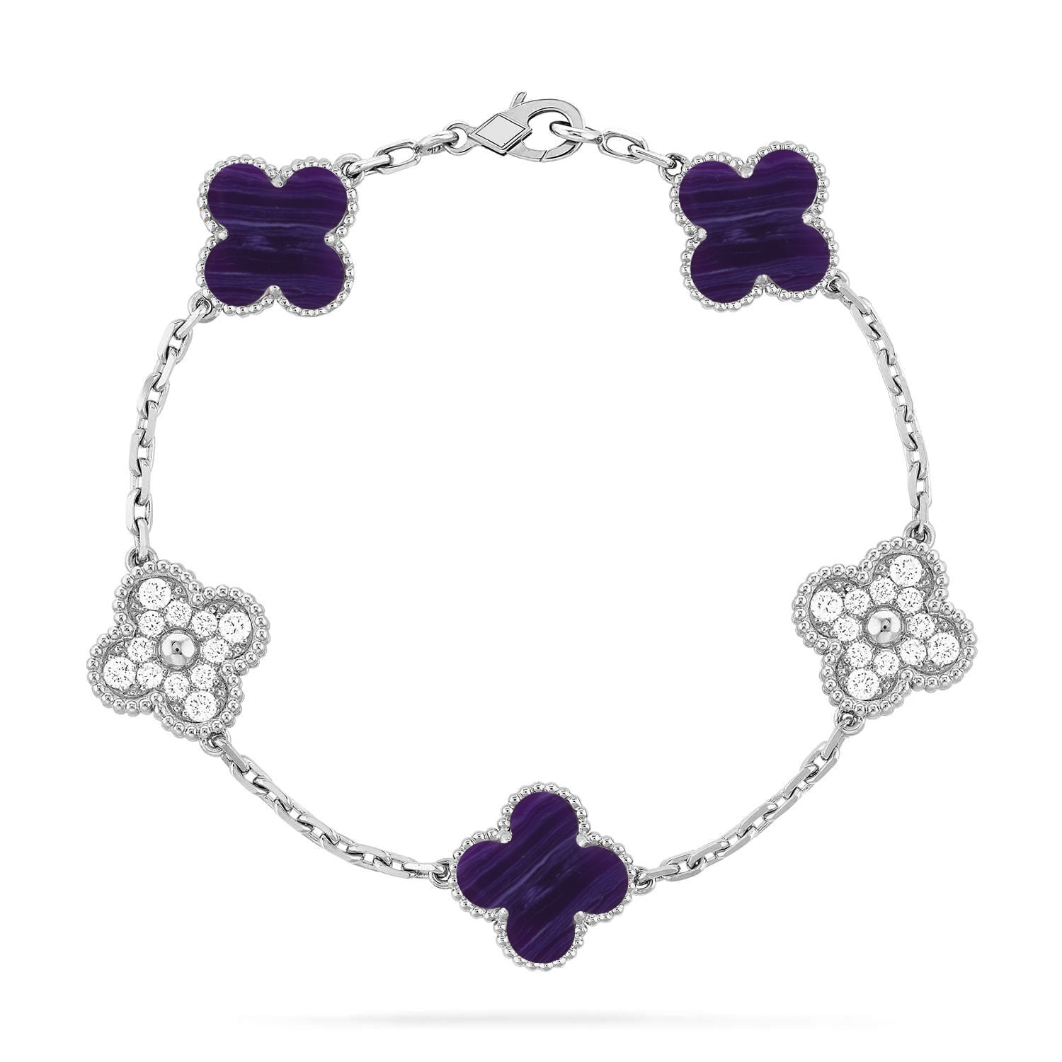 [Loco ]New CLOVER 5 MOTIF PURPLE STRIPES BRACELET COLLECTION