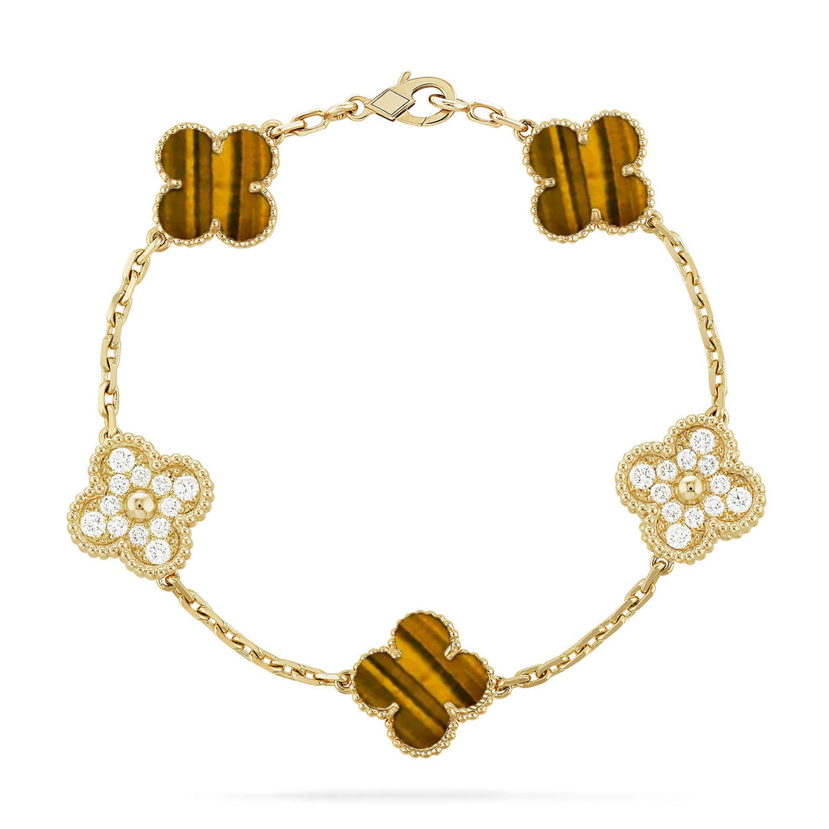 [Loco ]New  CLOVER 5 MOTIFS TIGER EYE BRACELET COLLECTION