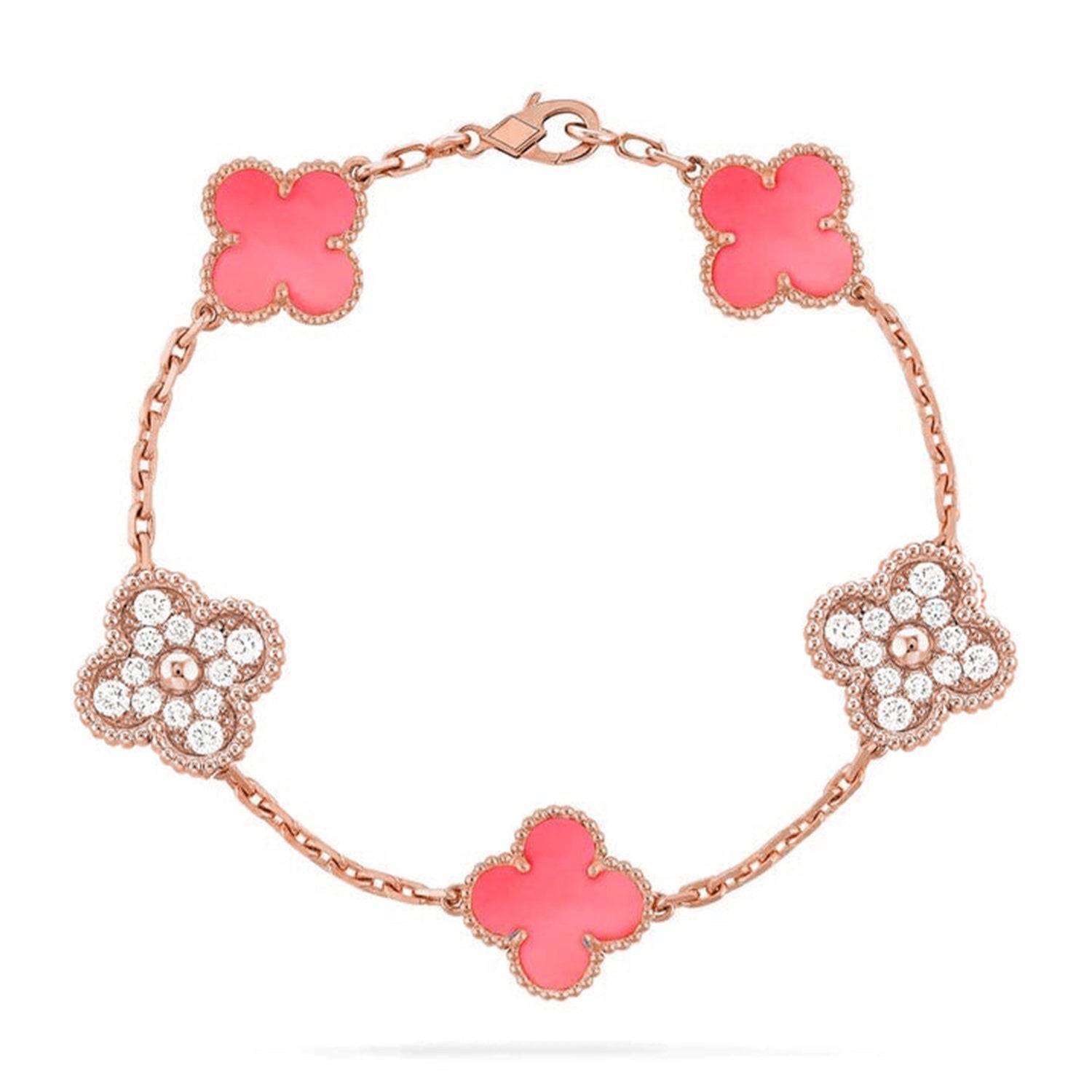 [Loco ]New  CLOVER 5 MOTIFS  PINK MOP BRACELET COLLECTION