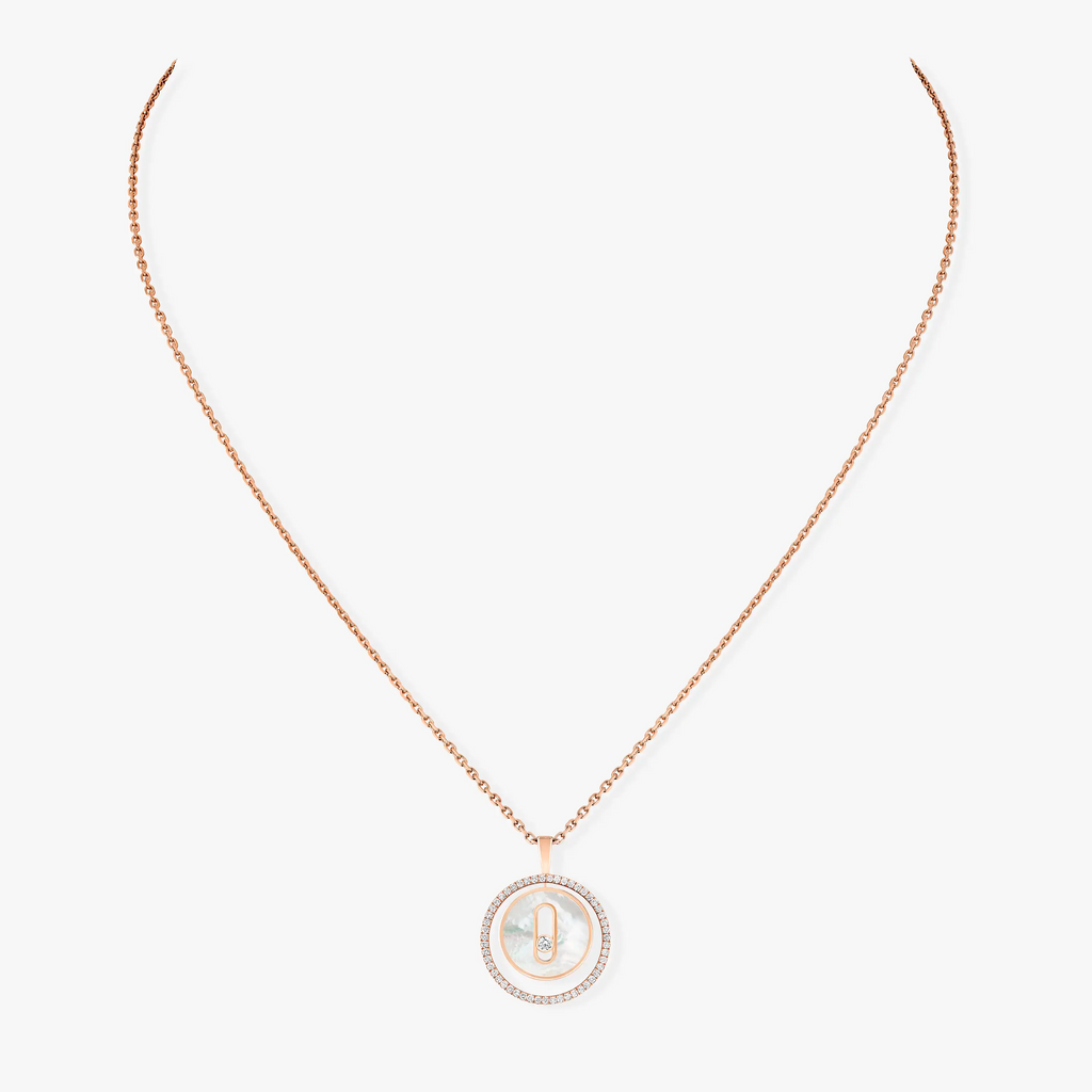 [Loco jewelrys]LUCKY MOVE 1 DIAMOND WHITE MOTHER OF PEARL PINK GOLD DIAMOND NECKLACE