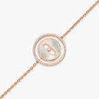 [Loco jewelrys]LUCKY MOVE WHITE MOTHER OF PEARL PINK GOLD DIAMOND BRACELET