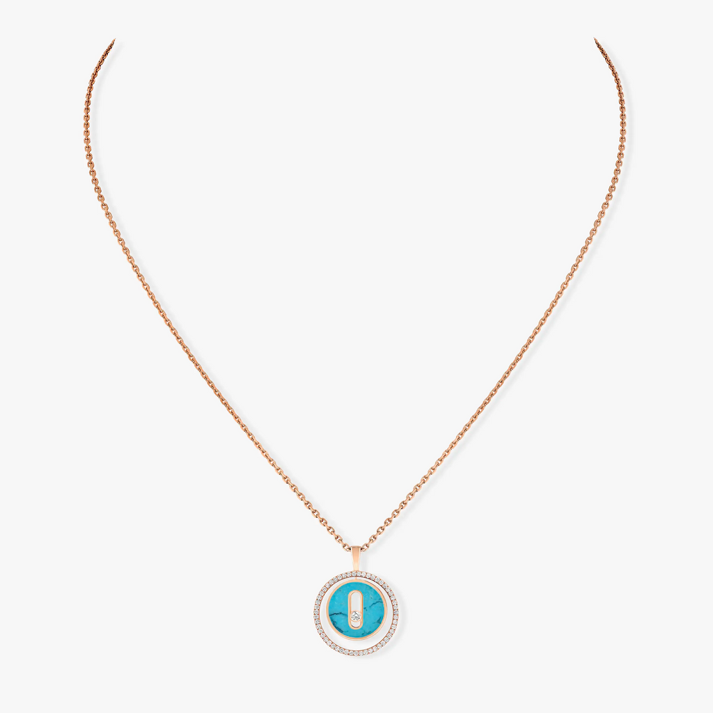 [Loco jewelrys]LUCKY MOVE 1 DIAMOND TURQUOISE PINK GOLD DIAMOND NECKLACE