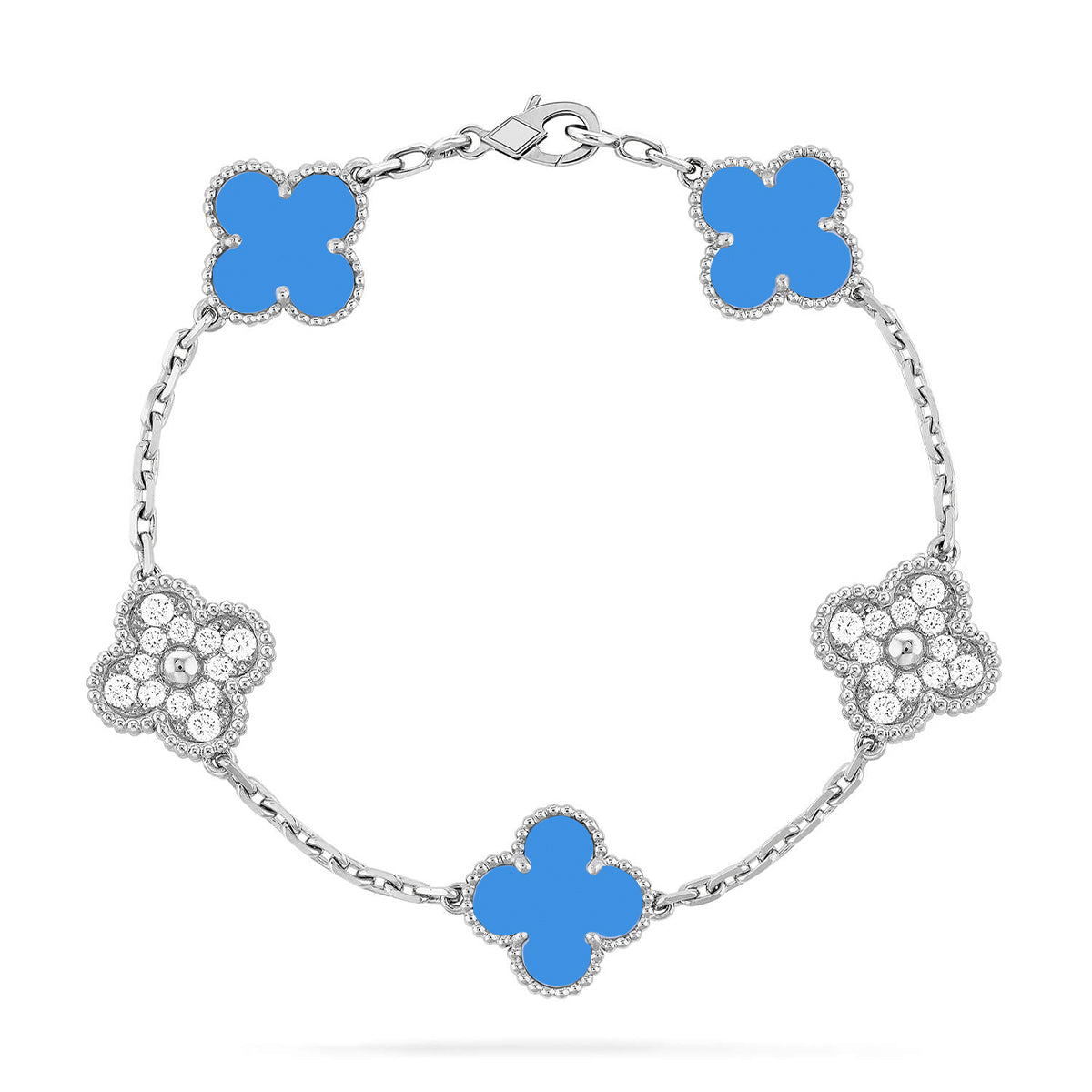 [Loco ]New CLOVER 5 MOTIF BLUE AGATE BRACELET COLLECTION