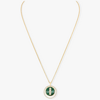 [Loco jewelrys]LUCKY MOVE 3 DIAMOND MALACHITE GOLD DIAMOND NECKLACE