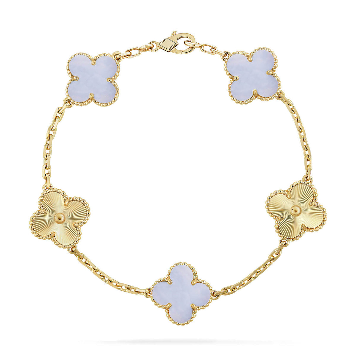 [Loco ]New  CLOVER 5 MOTIF PURPLE CHALCEDONY BRACELET COLLECTION