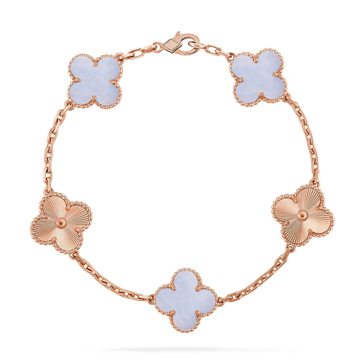 [Loco ]New  CLOVER 5 MOTIF PURPLE CHALCEDONY BRACELET COLLECTION