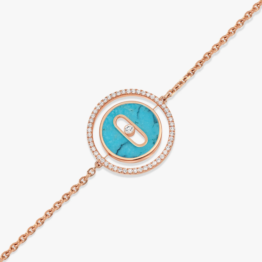[Loco jewelrys]LUCKY MOVE TURQUOISE PINK GOLD DIAMOND BRACELET