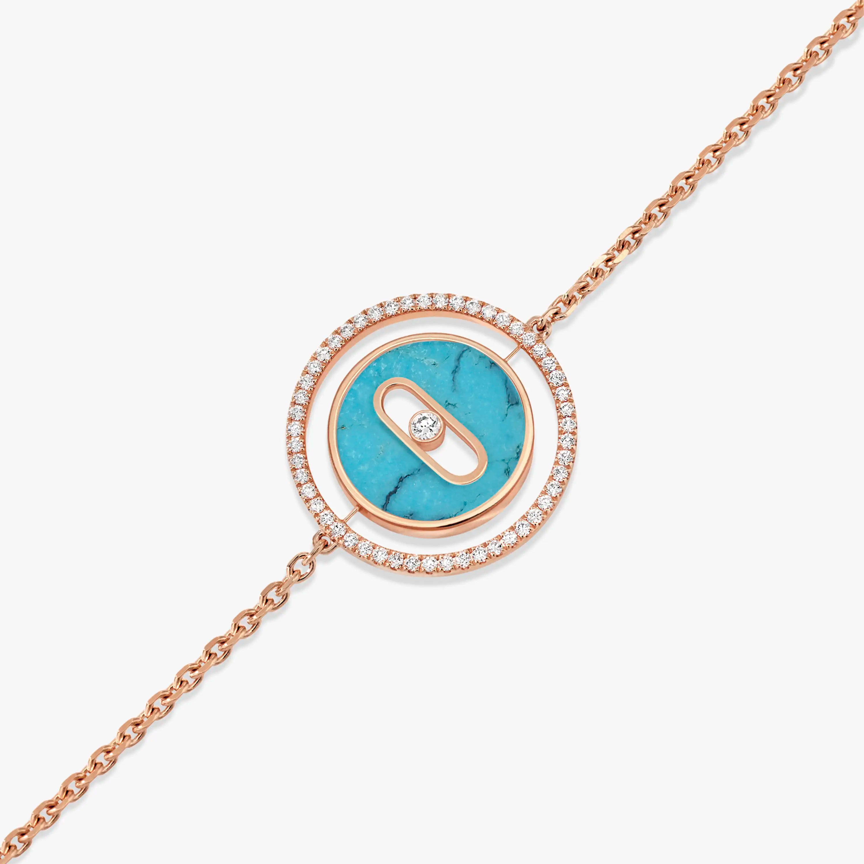 [Loco jewelrys]LUCKY MOVE TURQUOISE PINK GOLD DIAMOND BRACELET