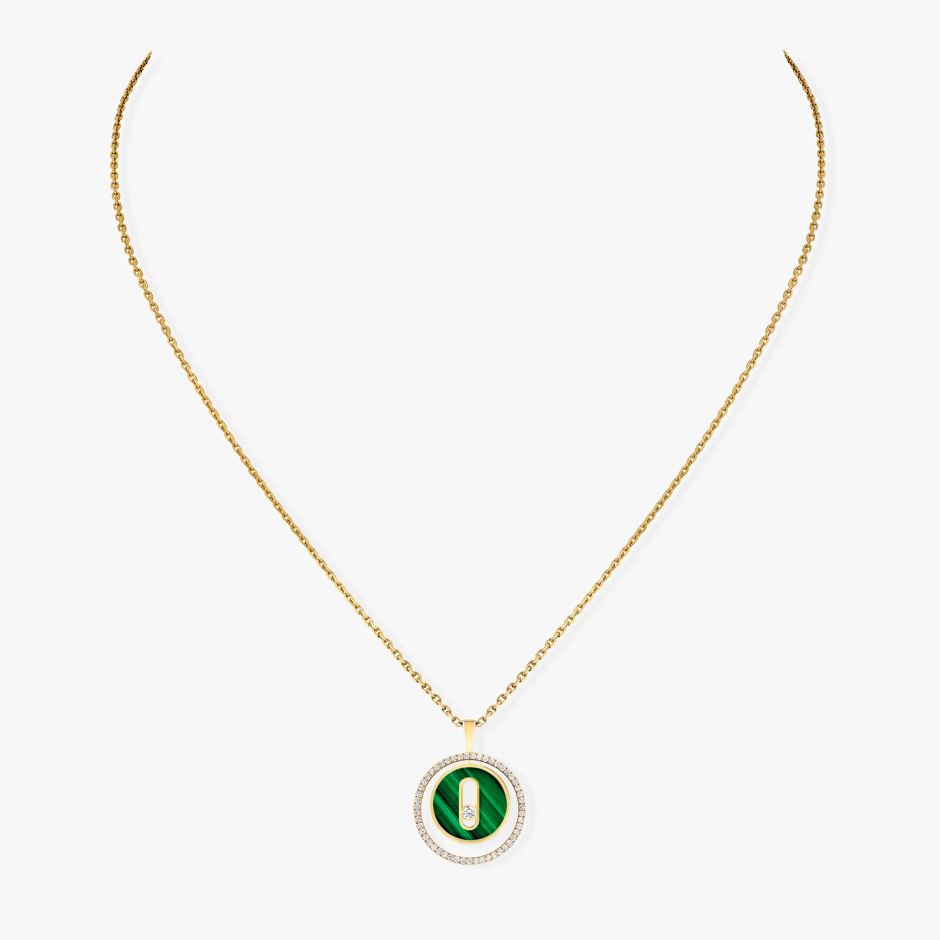 [Loco jewelrys]LUCKY MOVE 1 DIAMOND MALACHITE GOLD DIAMOND NECKLACE