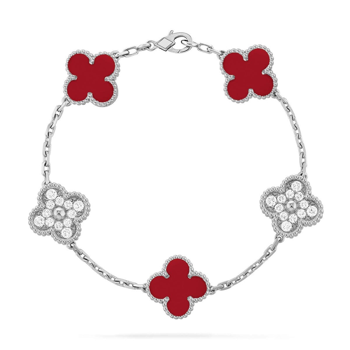 [Loco ]New  CLOVER 5 MOTIF RED CORNELIAN BRACELET COLLECTION