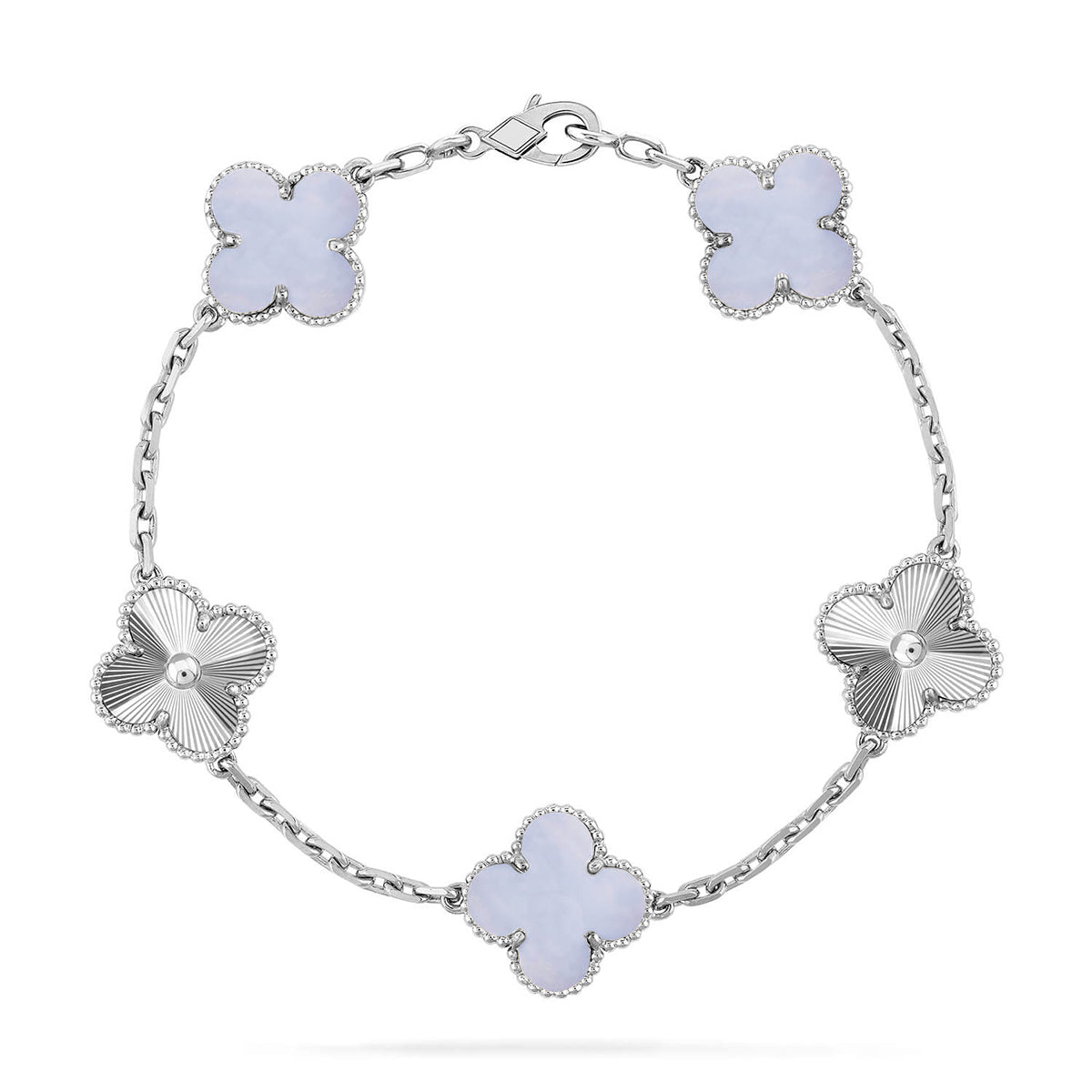 [Loco ]New  CLOVER 5 MOTIF PURPLE CHALCEDONY BRACELET COLLECTION