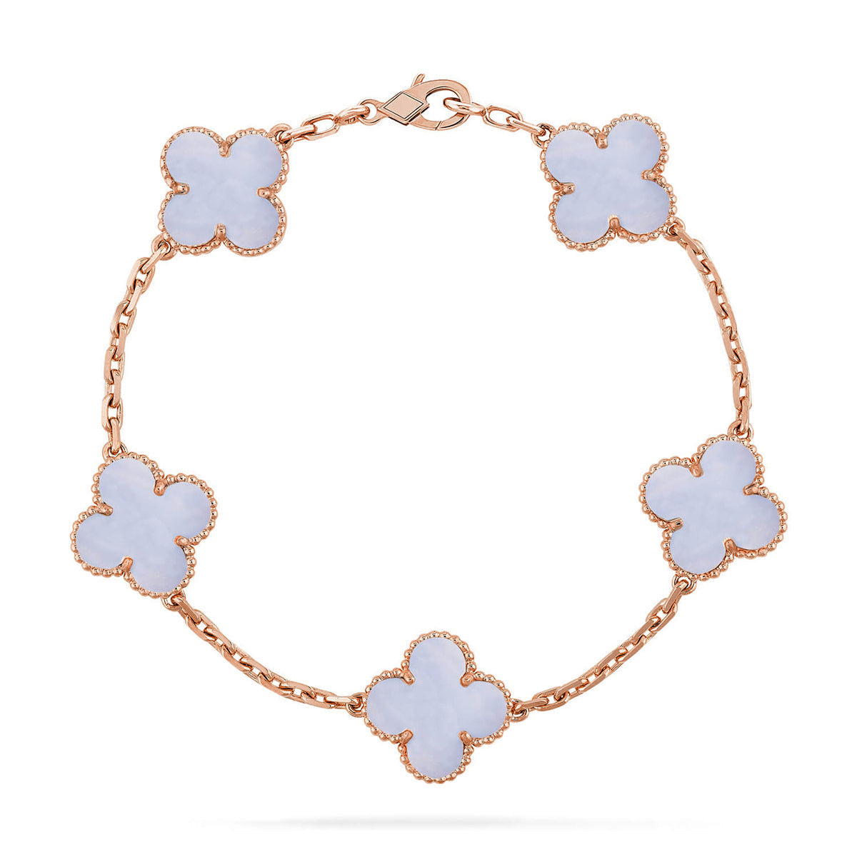 [Loco ]New  CLOVER 5 MOTIF PURPLE CHALCEDONY BRACELET COLLECTION