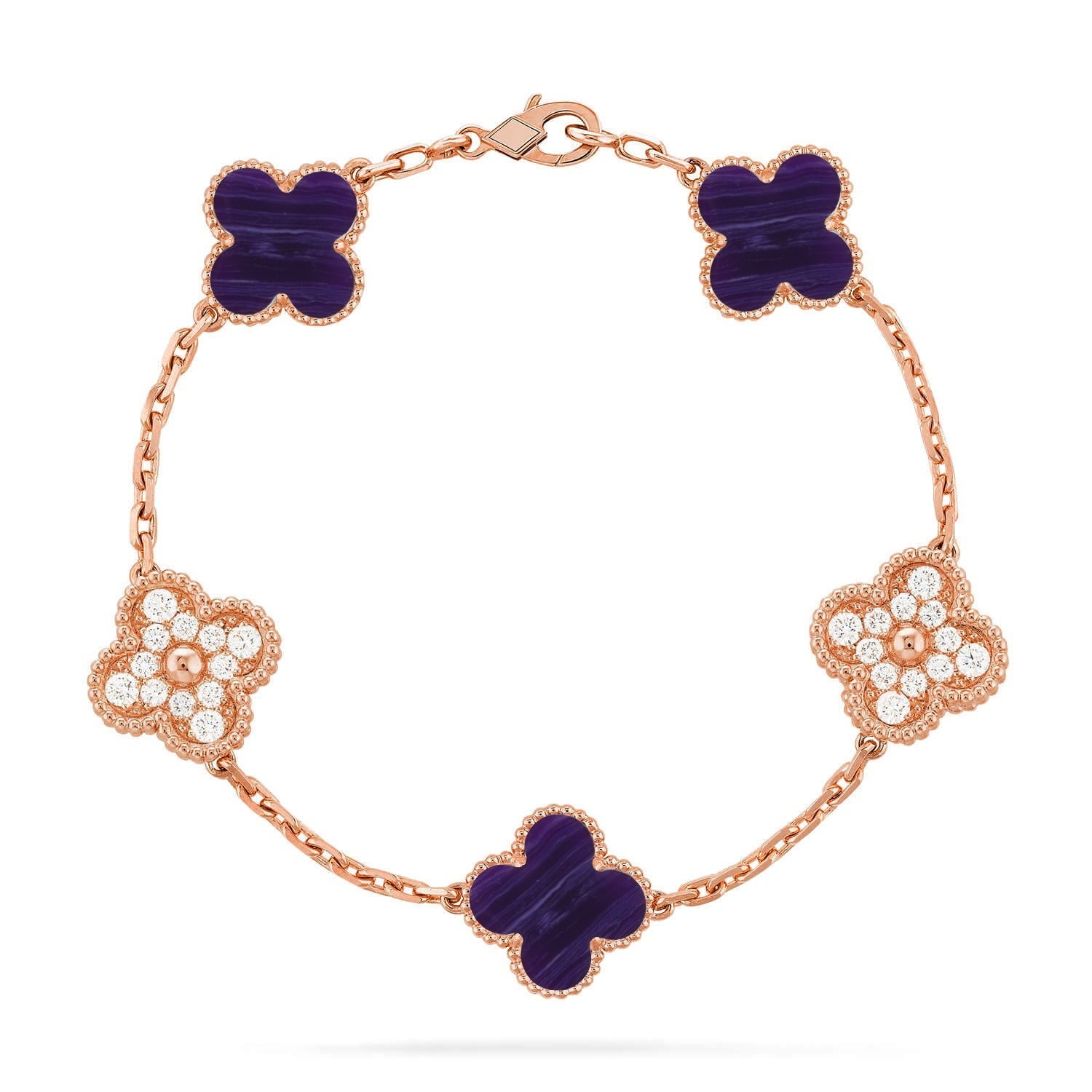 [Loco ]New CLOVER 5 MOTIF PURPLE STRIPES BRACELET COLLECTION
