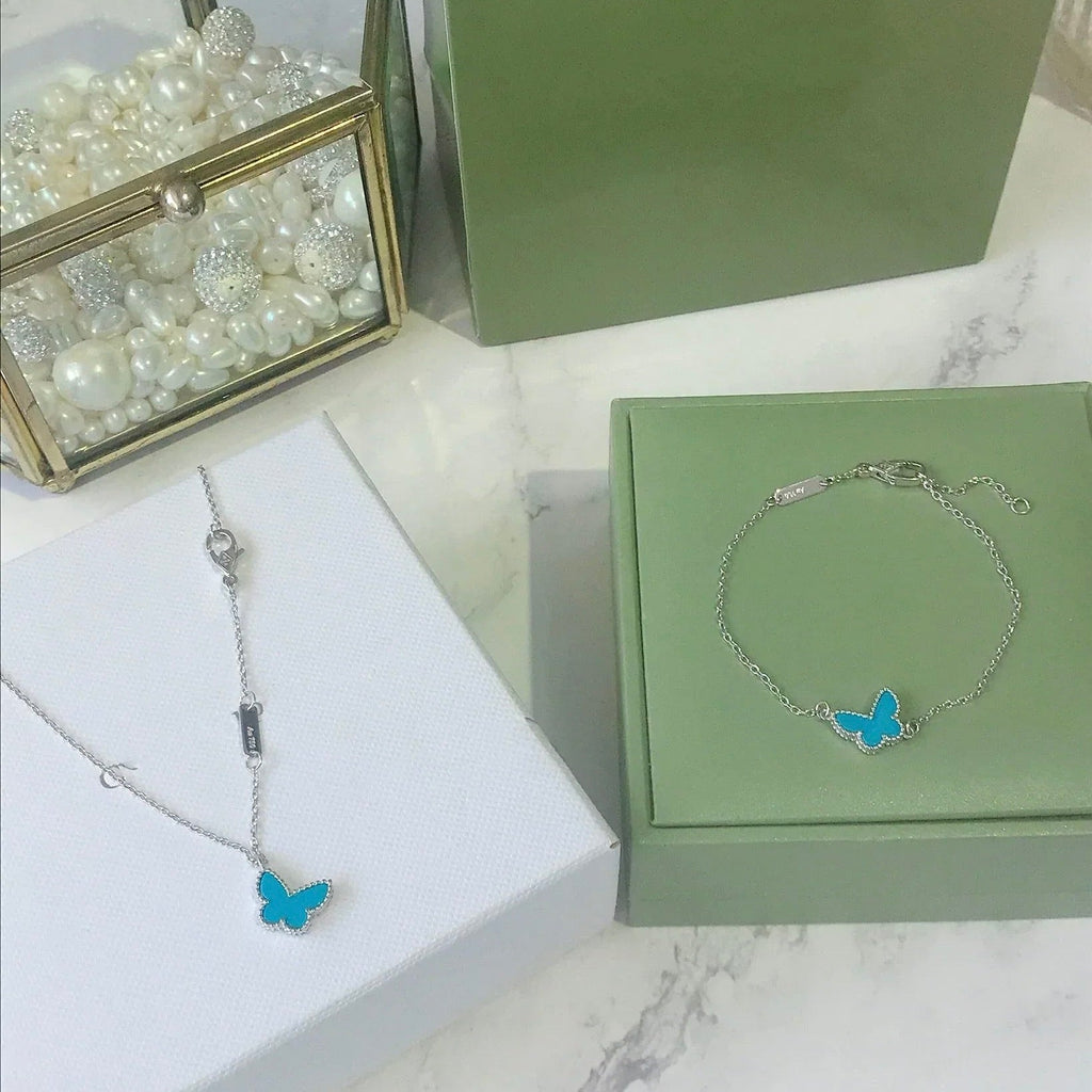 Loco BUTTERFLY TURQUOISE BUTTERFLY BRACELET SILVER