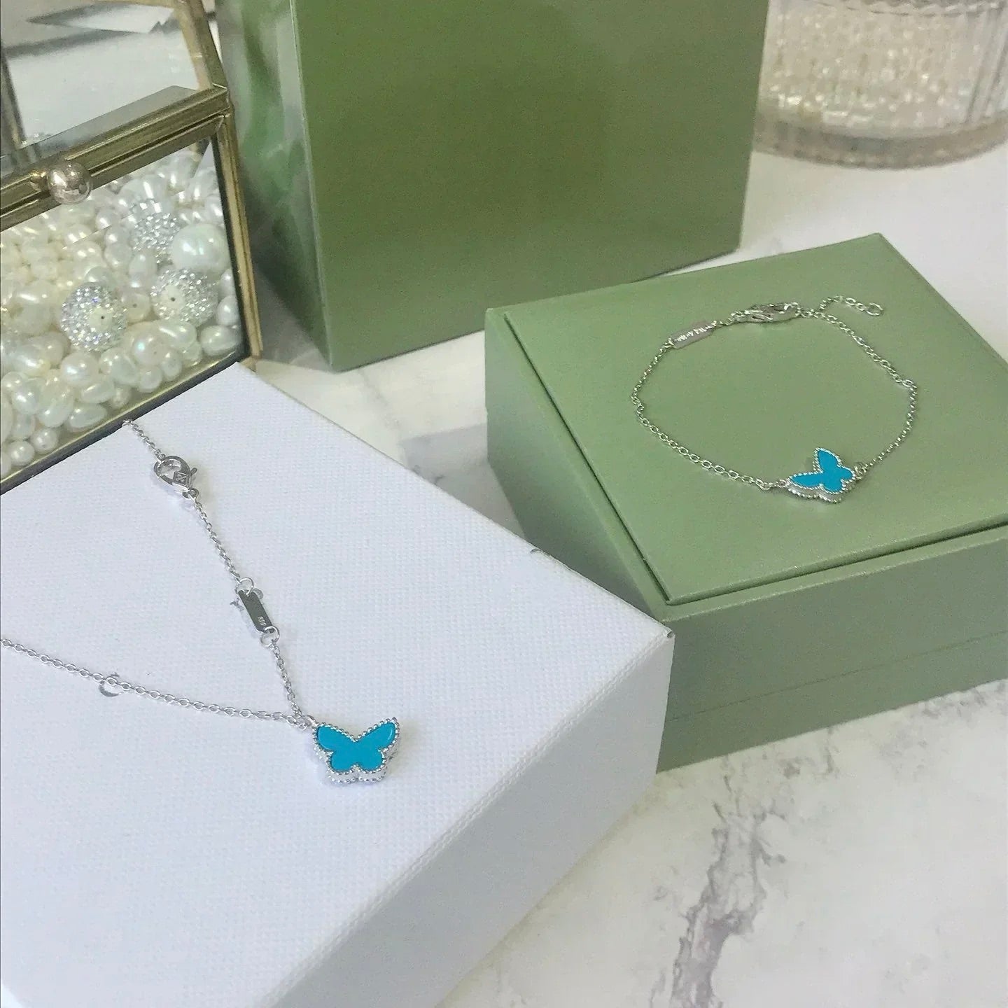Loco BUTTERFLY TURQUOISE BUTTERFLY BRACELET SILVER