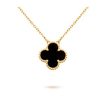 Loco CLOVER 15MM BLACK ONYX SINGLE FLOWER NECKLACE
