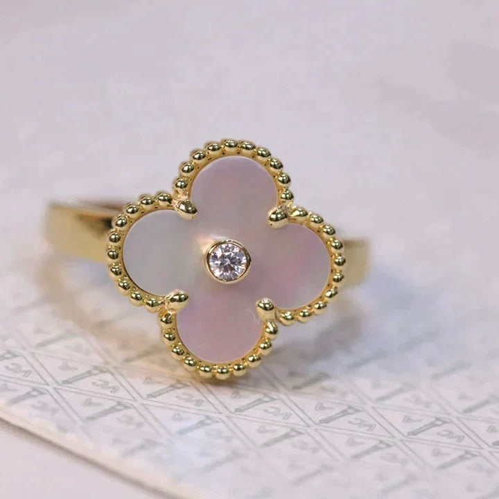 Loco CLOVER PINK MOP RING GOLD DIAMOND
