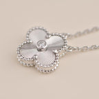Loco CLOVER  15MM DIAMOND LASER NECKLACE SILVER