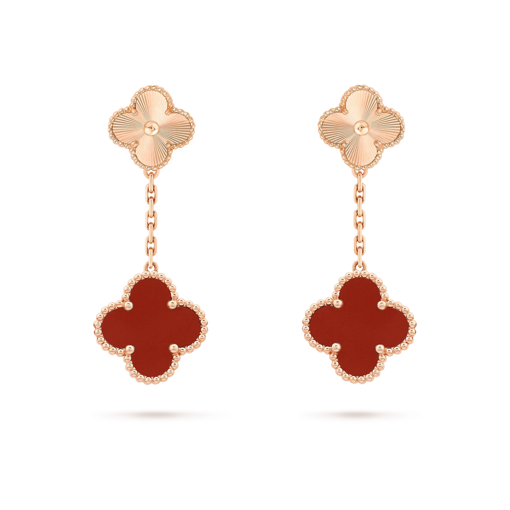 Loco CLOVER 2 MOTIF  LASER CARNELIAN EARRINGS
