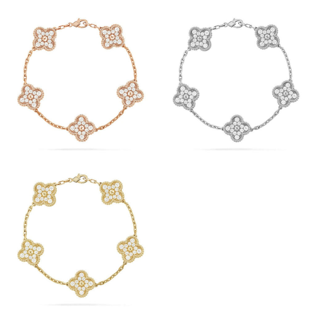 [Loco ] New  CLOVER 5 MOTIF FULL DIAMOND BRACELET COLLECTION