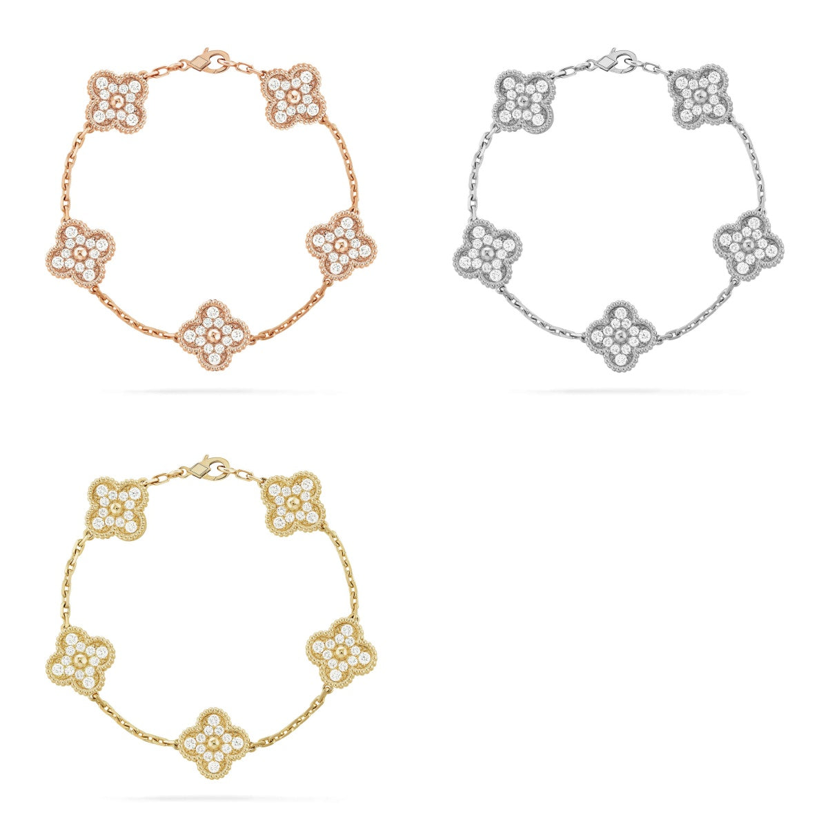 [Loco ] New  CLOVER 5 MOTIF FULL DIAMOND BRACELET COLLECTION