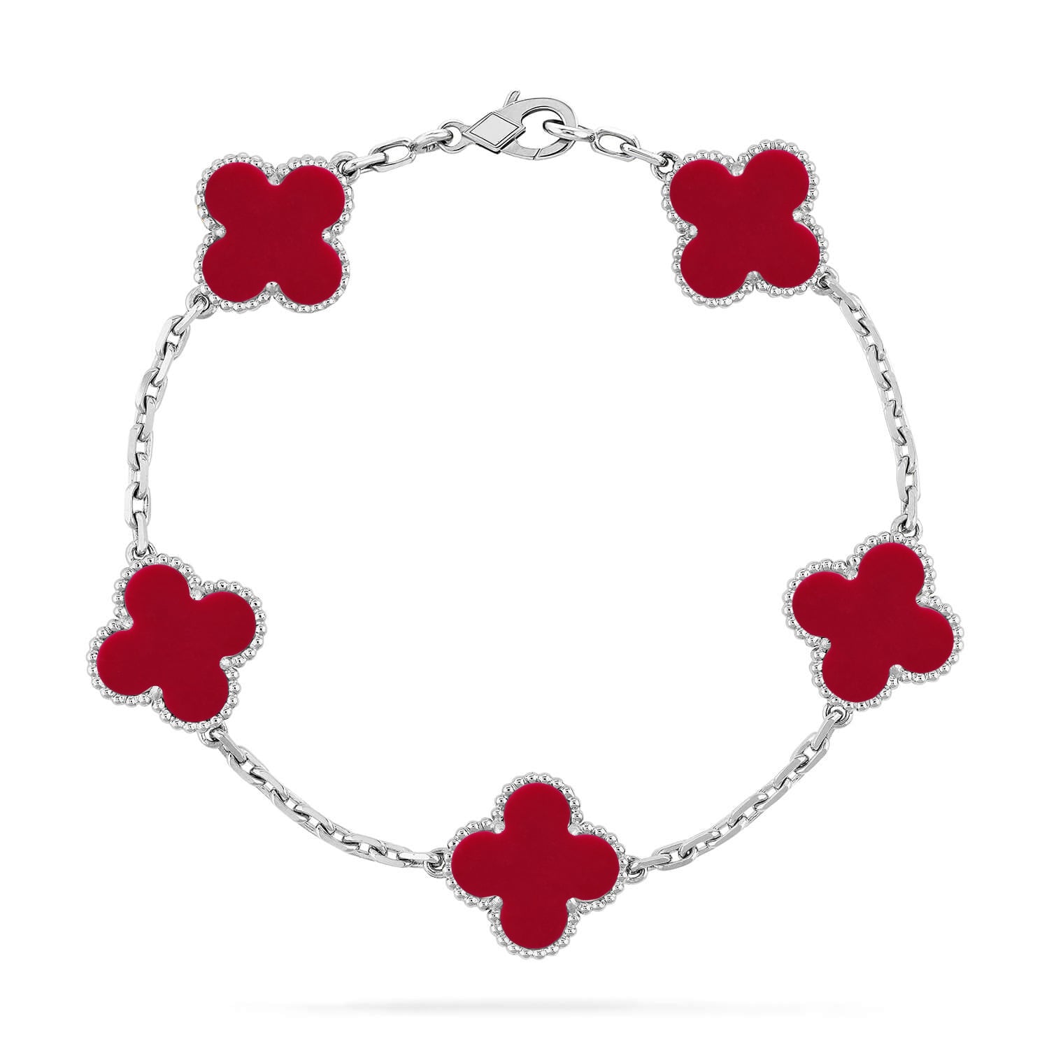 [Loco ]New  CLOVER 5 MOTIF RED CORNELIAN BRACELET COLLECTION